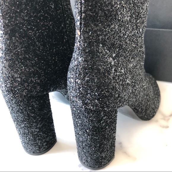 Saint Laurent Lou 95 Glitter Ankle Boots Size 39 - Picture 4 of 8